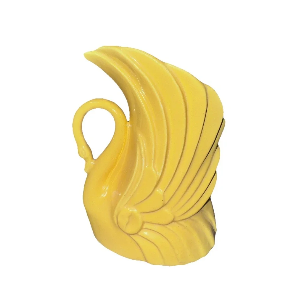 Niloak Sunshine Yellow Swan Vase Planter Vintage USA Pottery 7